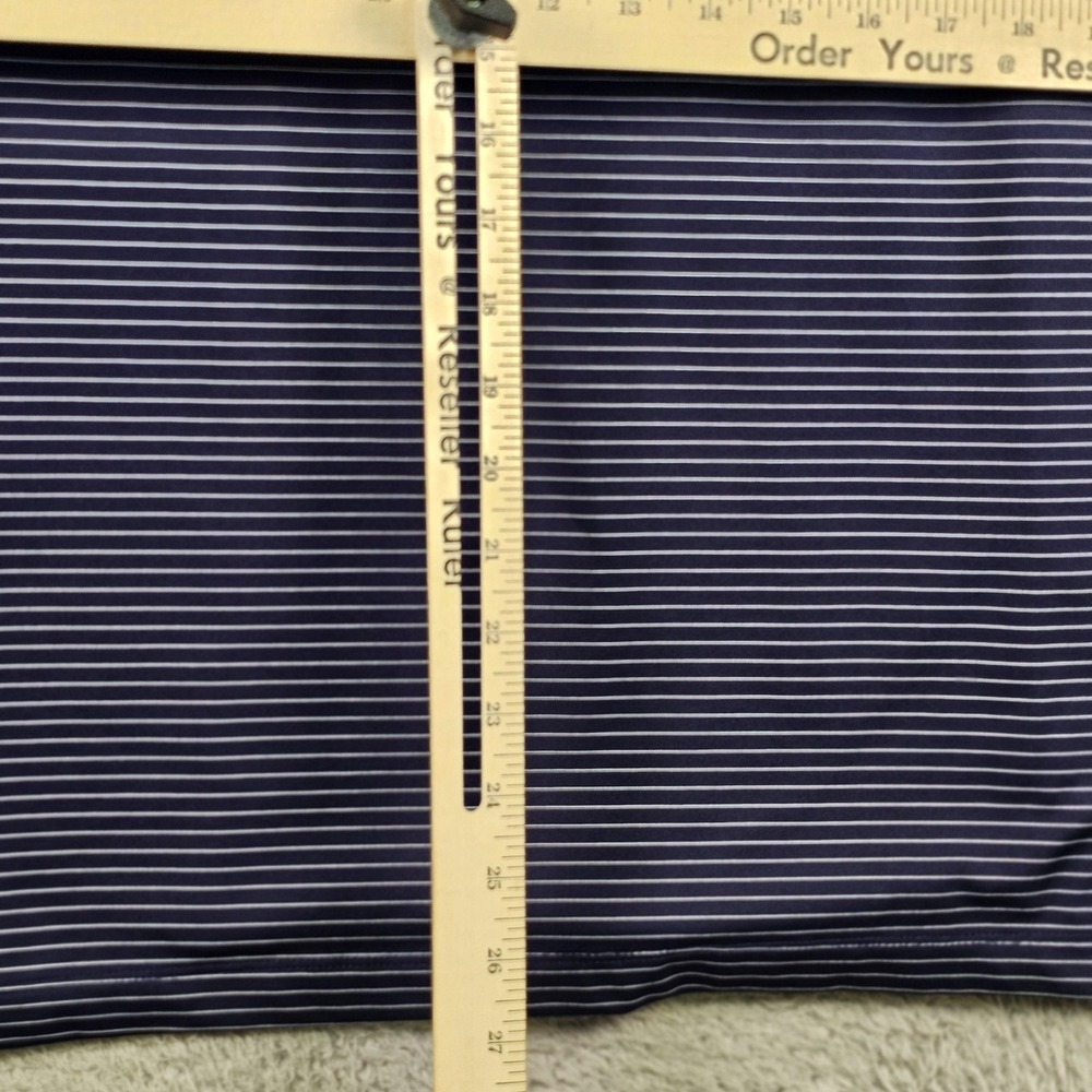 Under Armour The Performance Polo Shirt Mens Medium Navy White Stripe Golf Loose - Picture 9 of 10